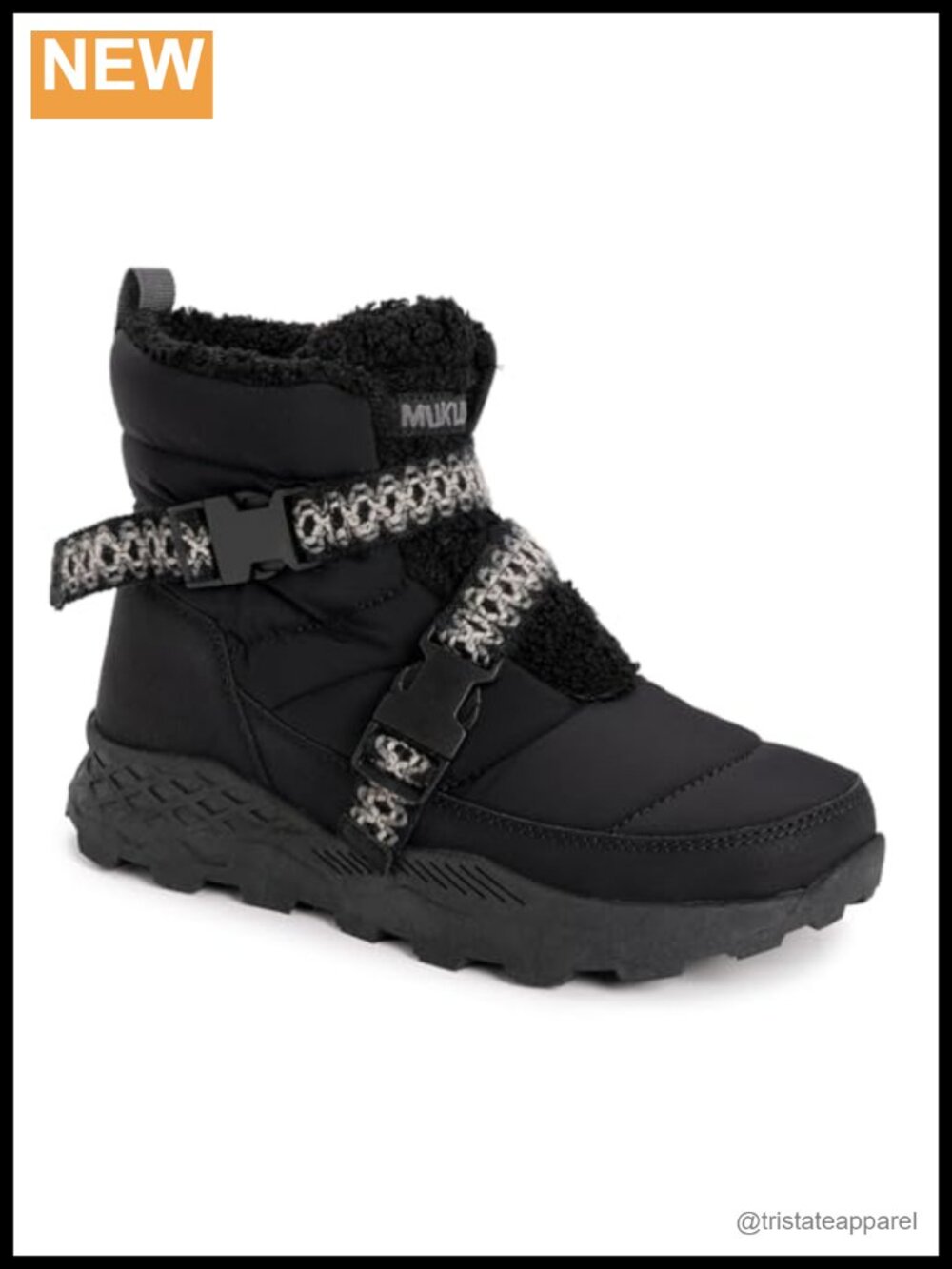 MUK LUKS Wren Boot - Quilted Puffer Ankle Boot, Faux Fleece, Water Repellent,